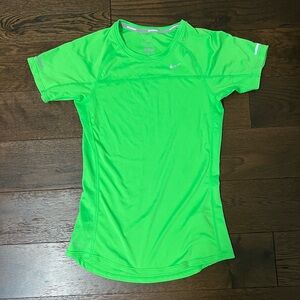 EUC Nike Women's Dri-FIT Short Sleeve Running Top in Neon Green